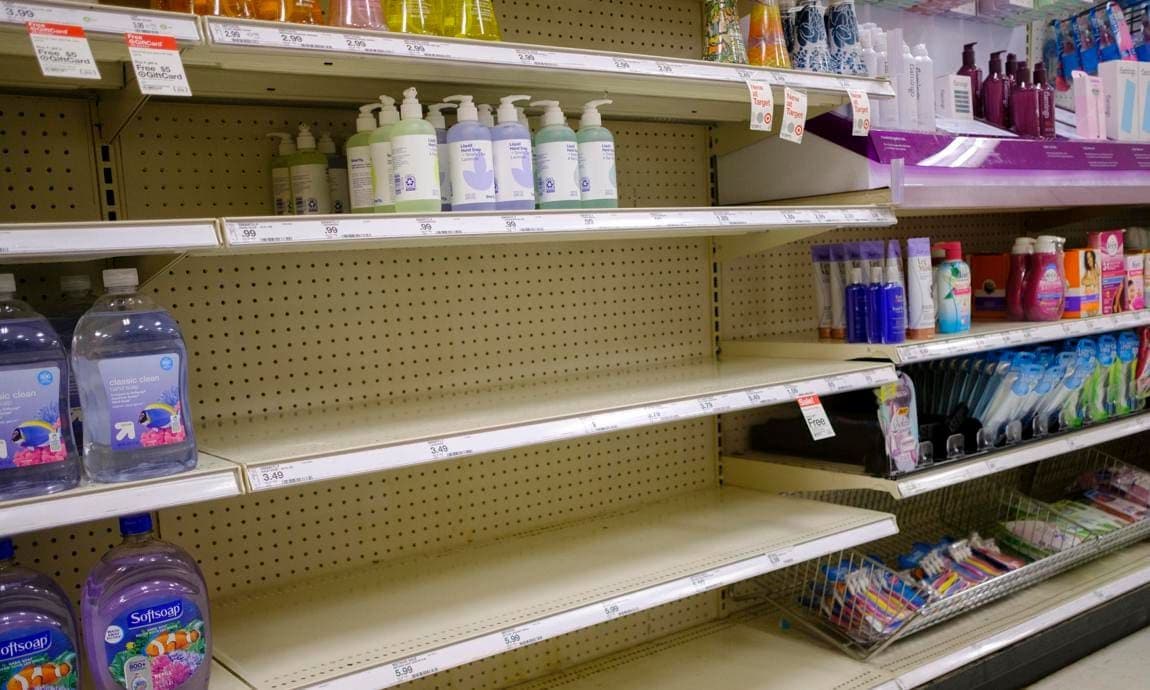  The hand sanitizer shelves