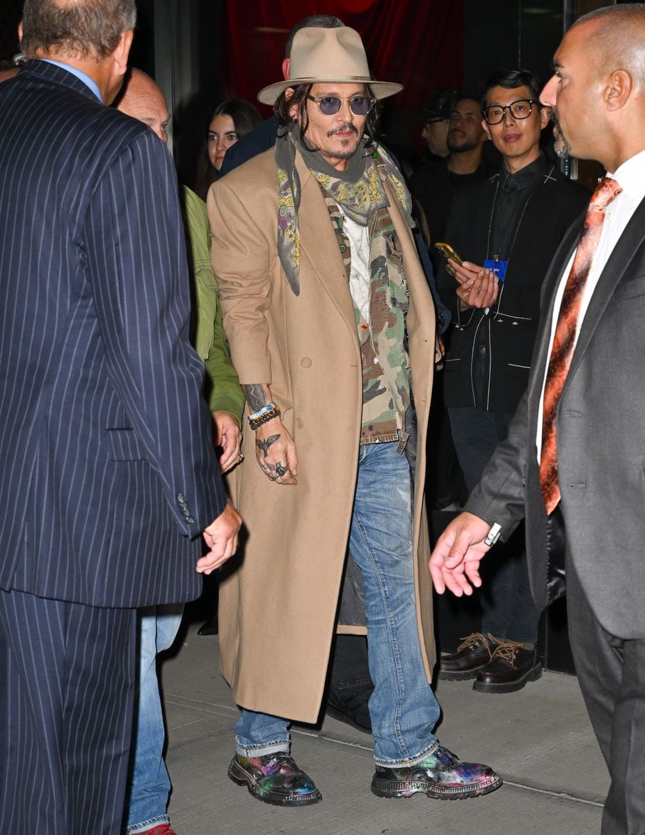 Johnny Depp went for a camouflage look for his big day