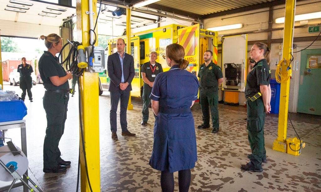 Prince William returned to public duties on June 16 visiting the staff of King’s Lynn Ambulance, Queen Elizabeth Hospital