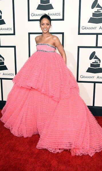 Rihanna in Giambattista Valli at the 57th Annual GRAMMY Awards.
<br>
Photo: Getty Images