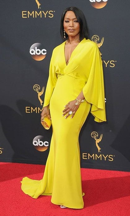 Angela Bassett shined in a Christian Siriano gown at the award show. Emmy winner Courtney B. Vance tweeted a photo of his wife's bright look writing, "Who's hotter at the@Emmys tonite? The sun, or my wife @ImAngelaBassett?"
Photo: Jon Kopaloff/FilmMagic