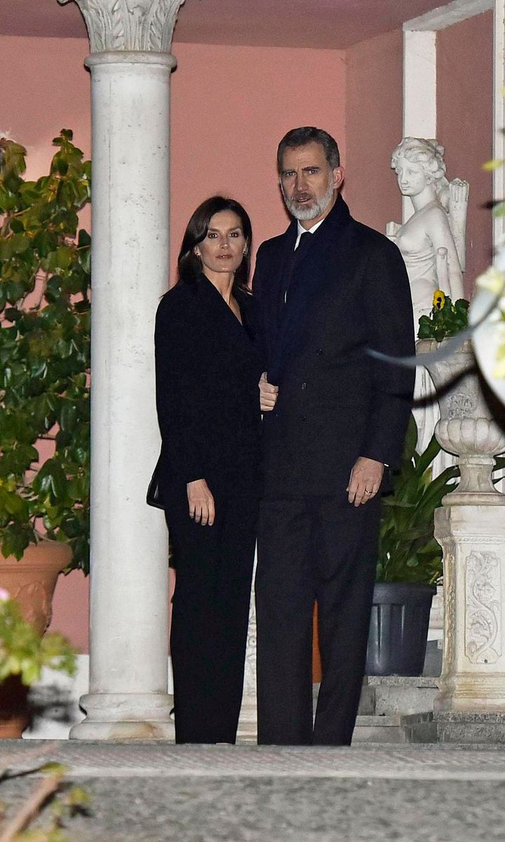 Queen Letizia and King Felipe at Doña Pilar's funeral chapel