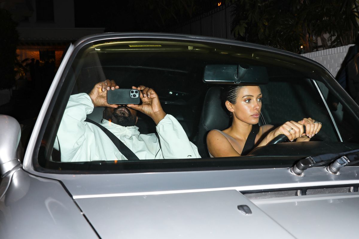 Bianca Censori and Kanye West leaving the Chateau Mormont