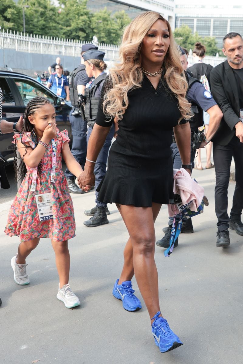 Serena Williams and her daughter Olympia Ohanian attended the Artistic Gymnastics Women's Team Final on day four of the Paris 2024 Olympic Games at the Paris Arena on July 30, 2024, in Paris, France. (Photo by Jean Catuffe/Getty Images)