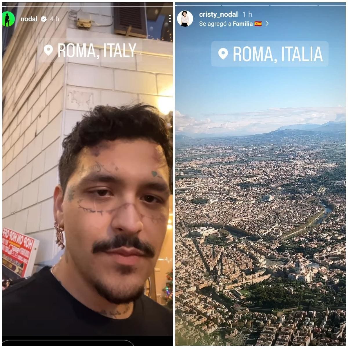 Nodal and his family are traveling through Italy.