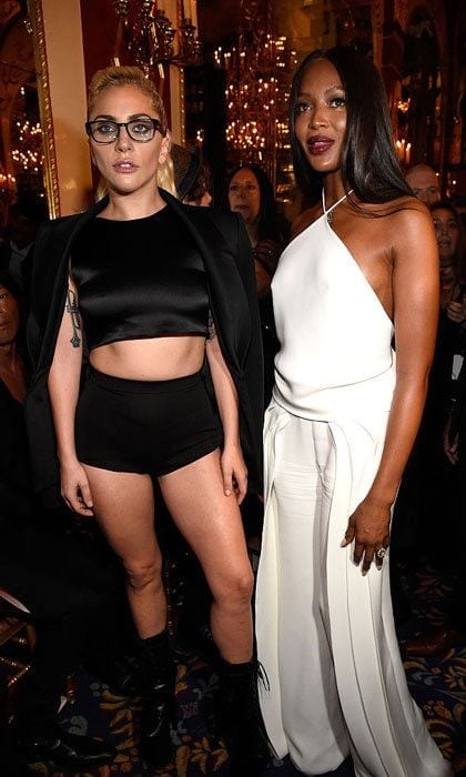 Supermodel meets superstar! Lady Gaga and Naomi Campbell posed together at Brandon Maxwell's show held at the Russian Tea Room.
Photo: Kevin Mazur/Getty Images