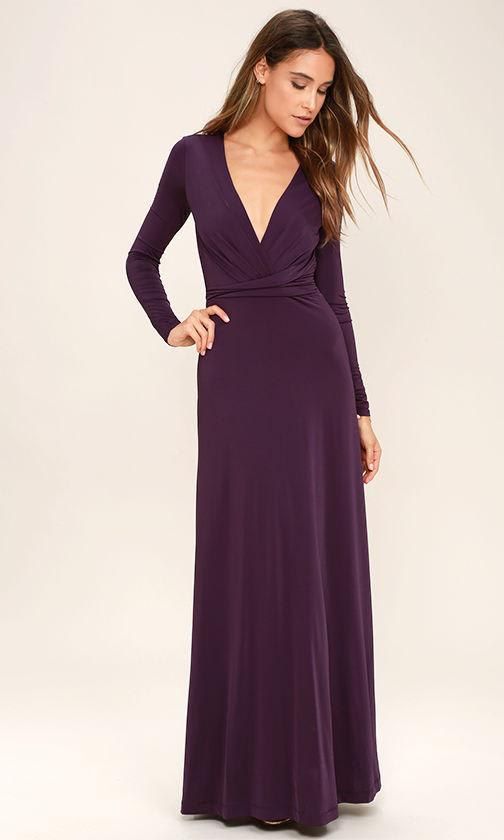 Plum Purple Long Sleeve Maxi Dress de Lulus