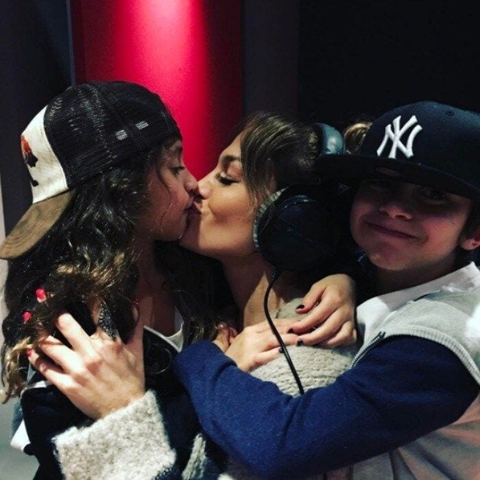 Jennifer Lopez got a little extra love in the studio from her twins Max and Emme.
Photo: Instagram/@jlo