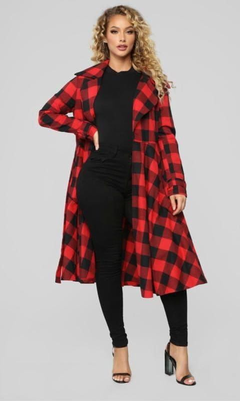 You Are My Mission Trench Coat - Red/Black de Fashion Nova