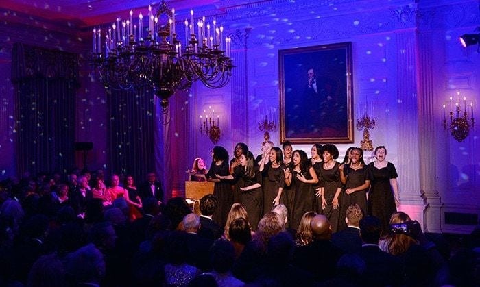 Following the meal, guests filed into the State Dining Room for a special performance by five-time Grammy nominee Sara Bareilles before dancing the night away.
<br>Photo: Getty Images