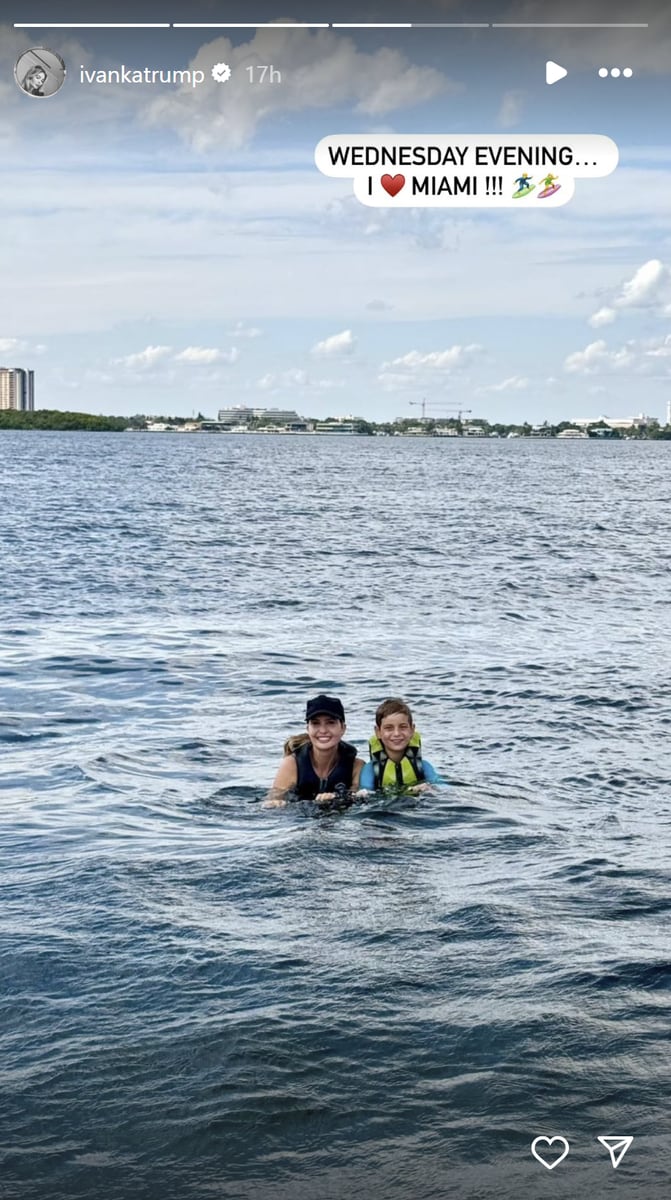 Ivanka Trump and her son go wakeboarding