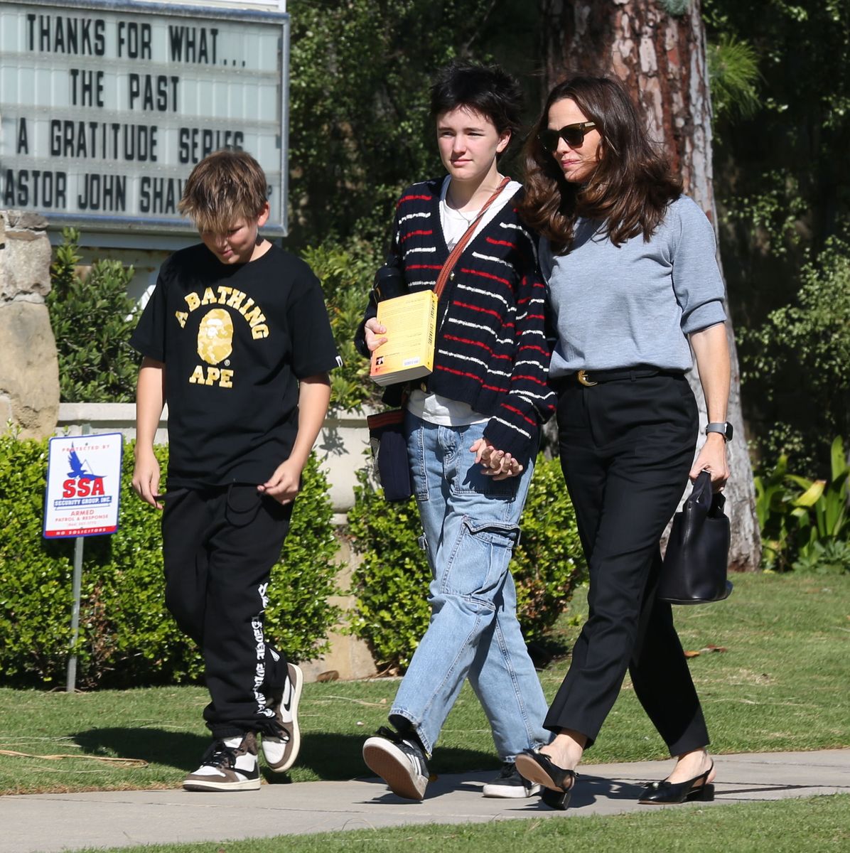 Jennifer Garner was spotted with her children, Samuel and Fin, on their way to church.