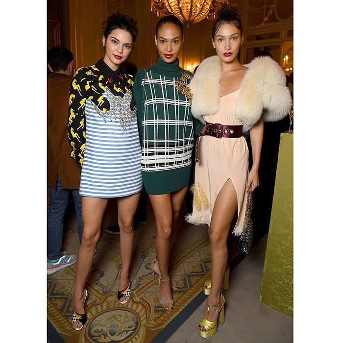 Kendall Jenner, Joan Smalls and Bella Hadid were a supermodel trio at Miu Miu.
Photo: Pascal Le Segretain/Getty Images