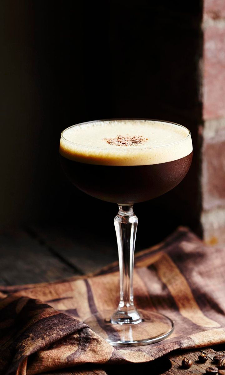 Espresso martini in a glass with a stem