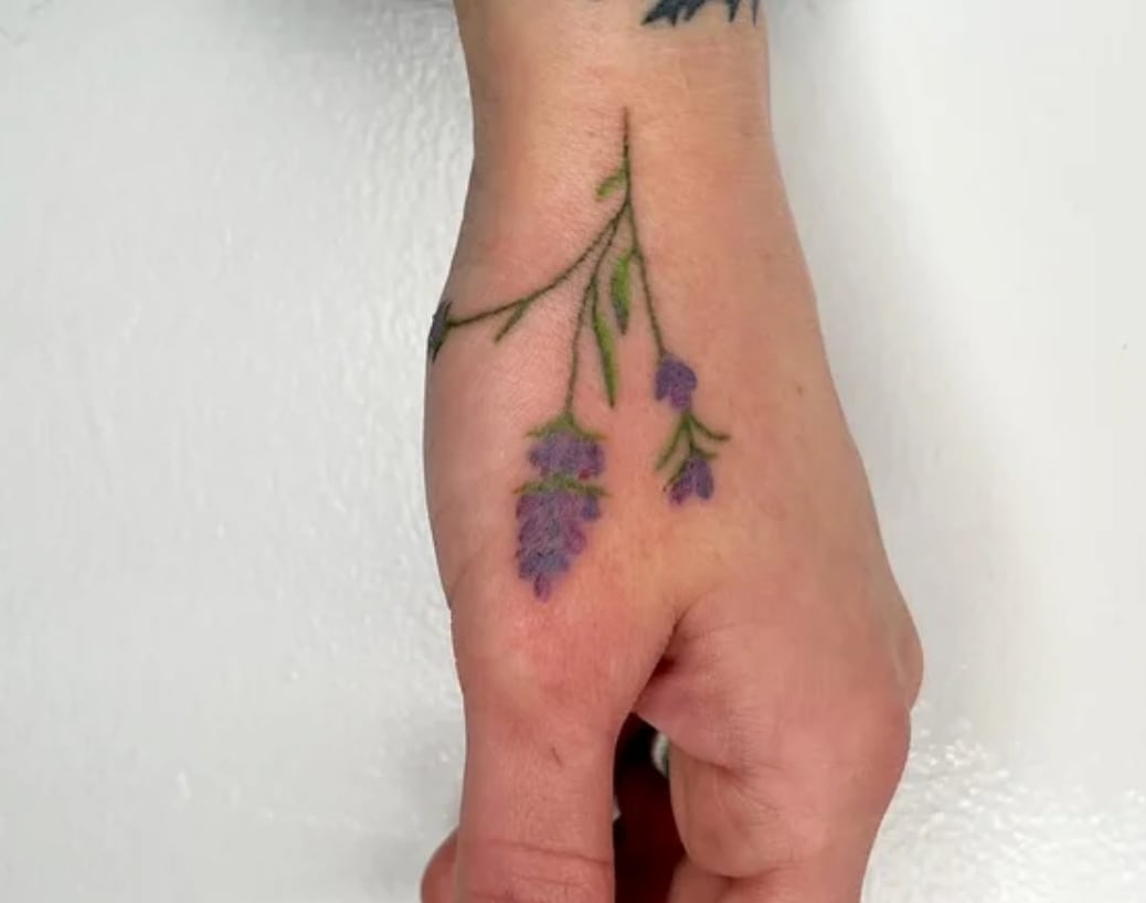 Lavender on her hand