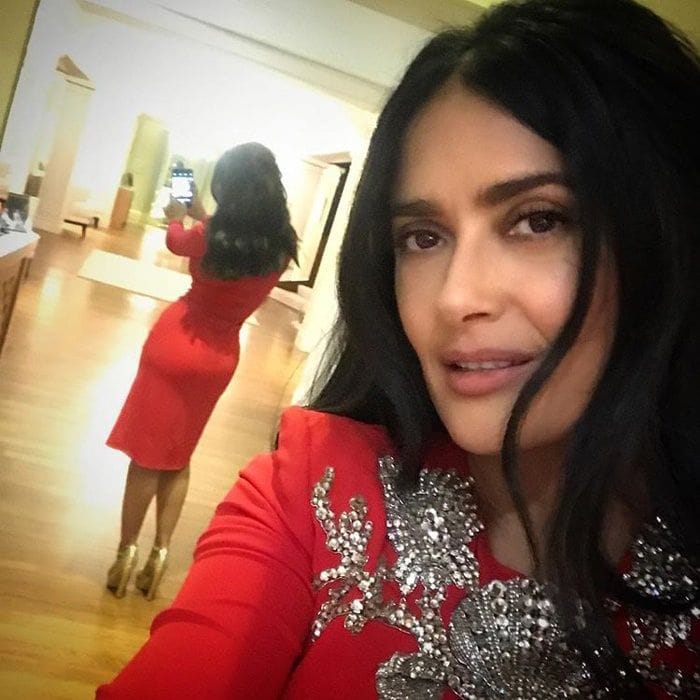 Salma Hayek in red dress