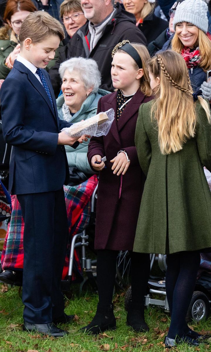 George and Charlotte greeted well-wishers following the church service.
