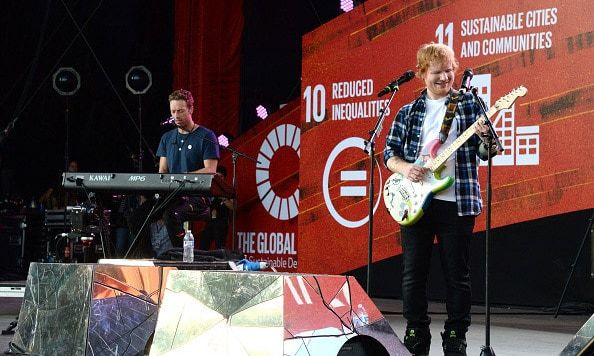 Coldplay's Chris Martin joined Ed Sheeran on stage during a performance of his hit "Thinking Out Loud."
<br>
Photo: Getty Images