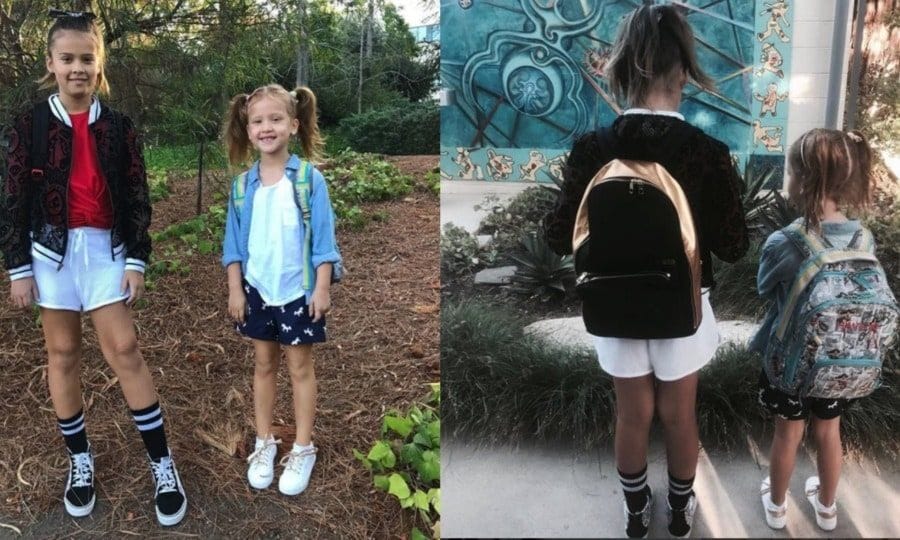 Jessica Alba and Cash Warren
Jessica and Cash's little girls, Honor and Haven, looked sharp for their first day of school. The expectant actress took to her Instagram to give her first and fourth grader a send off writing, "First day back at school! Being preggers and so hot all summer couldn't' be more stoked about Fall. Such a trip I have a 1st and 4th grader!!!! Time seriously flies! And kids in school all day means early bedtime. #momlife."
Photo: Instagram/@jessicalaba, @cashwarren