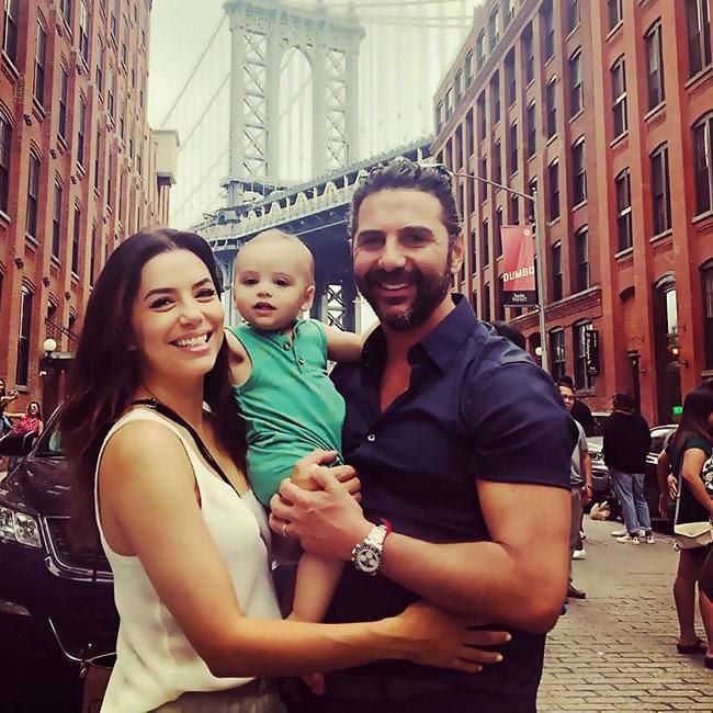 Eva Longoria, Pepe Baston and son Santiago in New York