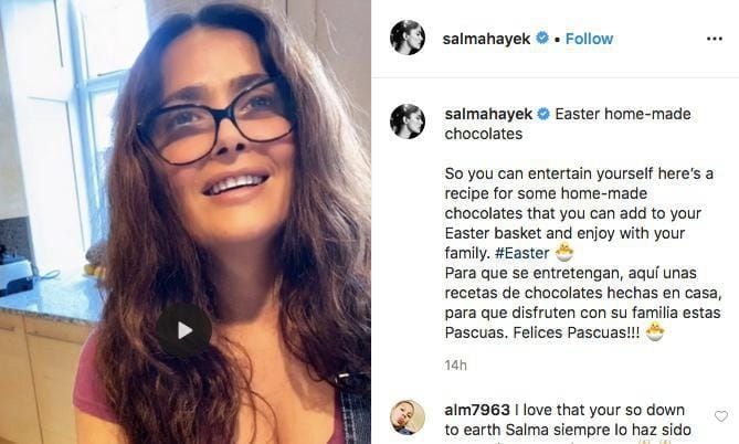 Salma Hayek and her chocolate video
