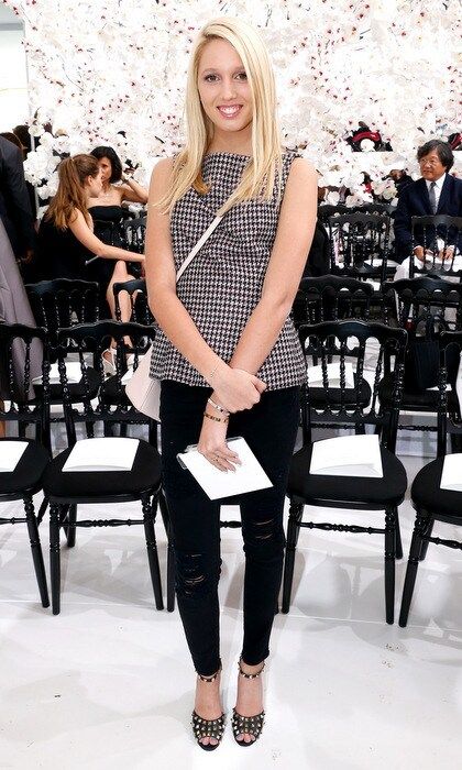 The Greek princess kept it tres chic wearing a gingham blouse and black ripped jeans paired with studded heels for Dior's Haute Couture Fall/Winter 2014-2015 show in Paris.
<br>
Photo: Rindoff/Dufour/French Select/Getty Images