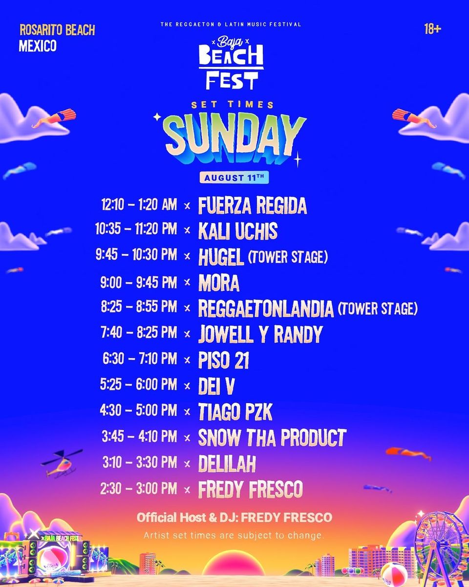 Baja Beach Fest lineup and set times: Rauw Alejandro, Peso Pluma, Becky ...