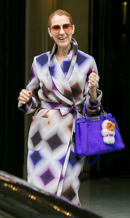 The <i>My Heart Will Go On</i> wore a fun Fendi outfit that she accessorized with a matching handbag on the streets of Paris.
<br>
Photo: Marc Piasecki/GC Images