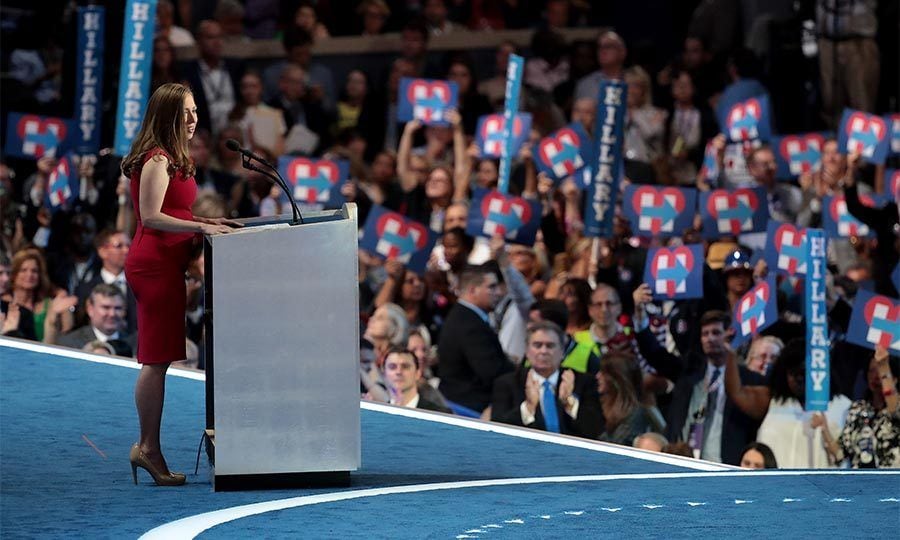 On the fourth day of Democratic National Convention in Philadelphia, Chelsea was given the honor of introducing her mother to the waiting crowds. The 36-year-old spoke about her 'pride' for her mother as she heads into the final stages of her presidential campaign.
Photo: Getty Images