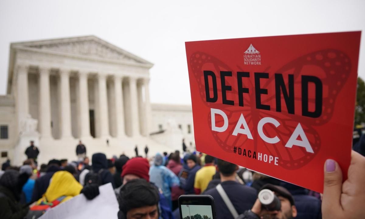 Immigration rights activists take part in a rally in front of the US Supreme Court in Washington, DC on November 12, 2019.