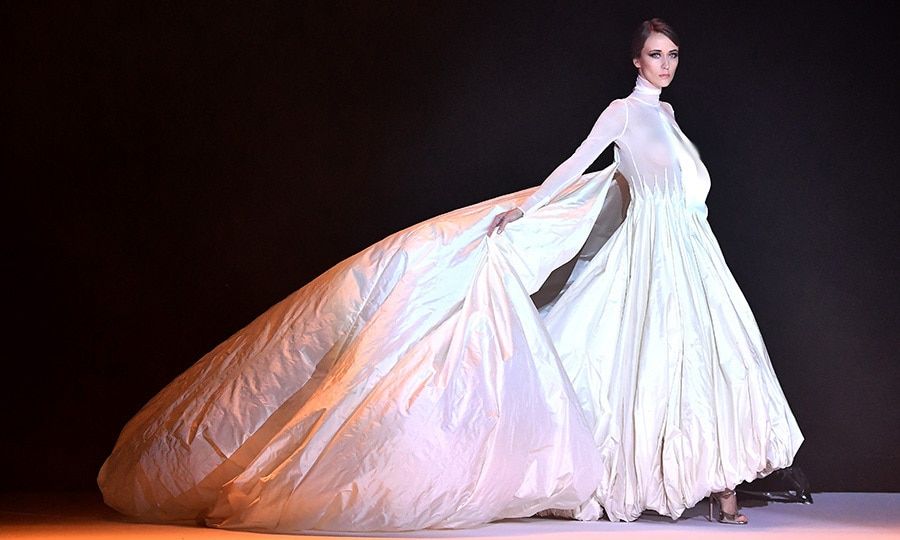 <B>STEPHANE ROLLAND</B>
Stephane Rolland's billowing bride wore the "Watteau" dress, crafted from floaty chiffon and embroidered white taffeta.
Photo: Getty Images