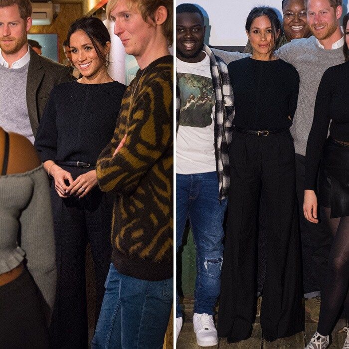 When she shed her coat inside, she revealed she was wearing her signature neutrals an all black outfit that included a long-sleeved top and black wide-leg trousers by Burberry.
<b>Can't get enough of Meghan Markle style?<a href="https://us.hellomagazine.com/fashion/12017122925393/meghan-markle-2017-style/ "><strong> CLICK HERE FOR MEGHAN'S TOP 10 LOOKS OF 2017!</strong></a></a></B>
Photos: Getty Images