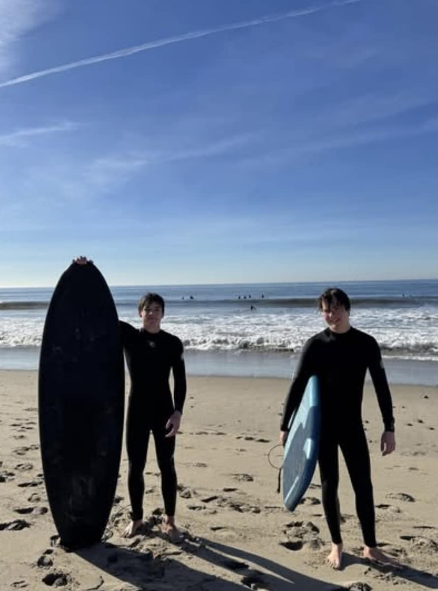 Martin's sons, Matteo and Valentino, often accompany Martin on tour and on trips