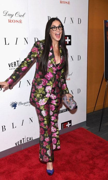 Demi Moore was all smiles in her floral matching set at the <i>Blind</i> movie premiere in NYC. She then continued the evening at Bagatelle for the after party where guests enjoyed cocktails with Casa Noble Tequila.
Photo: Getty Images