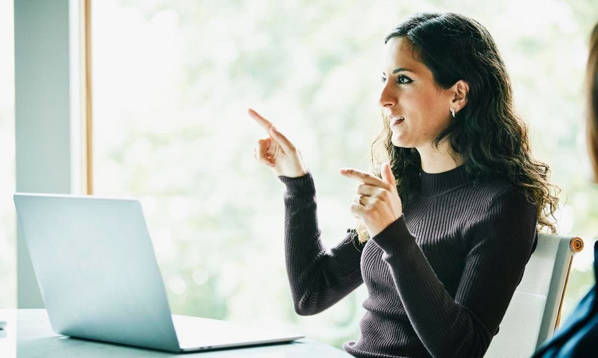 woman being assertive