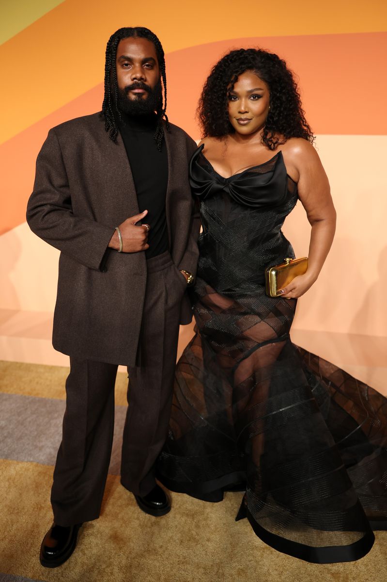 BEVERLY HILLS, CALIFORNIA - MARCH 02: (L-R) Myke Wright and Lizzo attend the 2025 Vanity Fair Oscar Party Hosted By Radhika Jones at Wallis Annenberg Center for the Performing Arts on March 02, 2025 in Beverly Hills, California.  (Photo by Phillip Faraone/VF25/Getty Images for Vanity Fair)