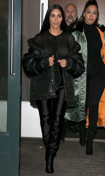 Kim Kardashian West was spotted out in an edgy, all-black ensemble in Manhattan.
Photo: Marc Piasecki/GC Images