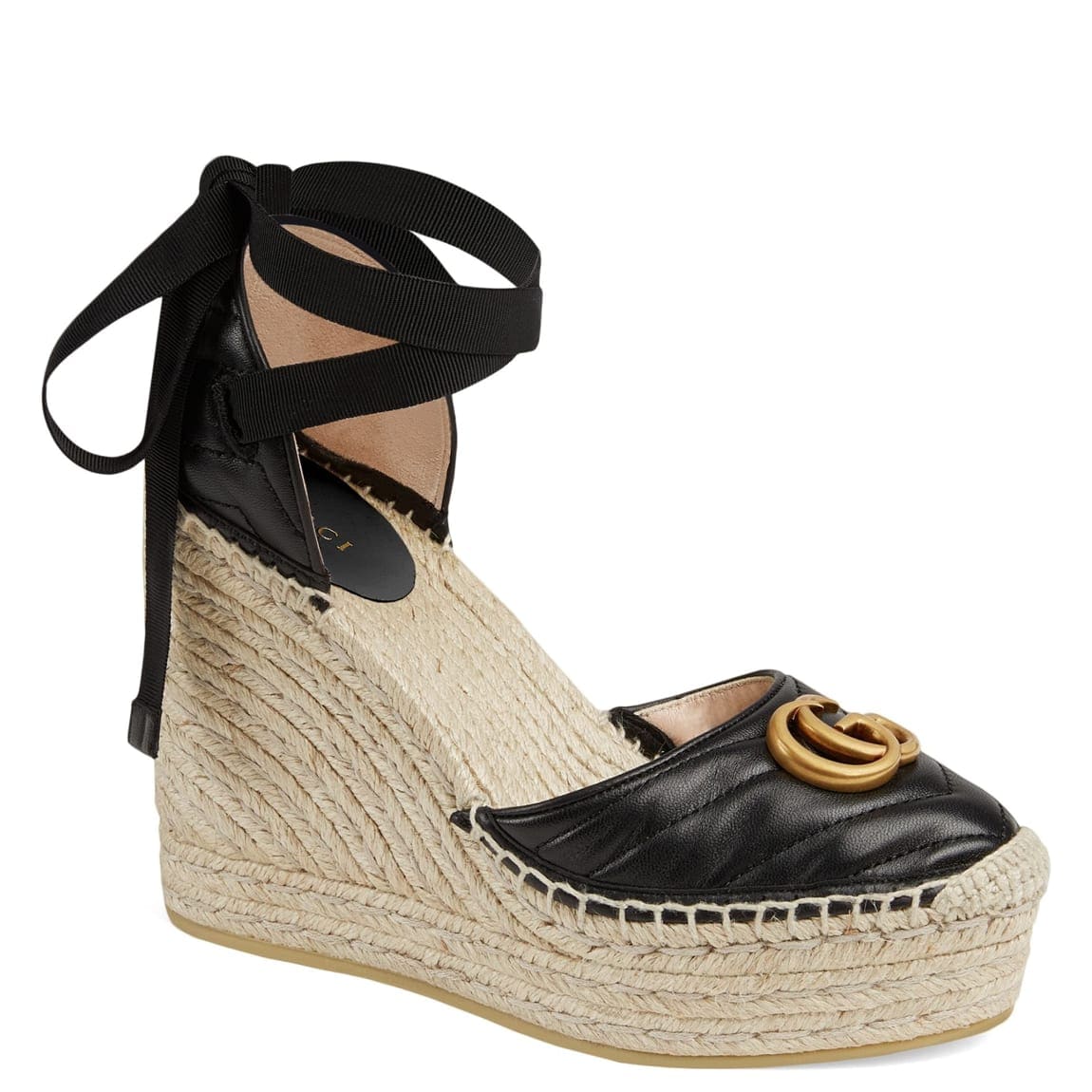 Palmyra Ankle Tie Espadrille Wedge by Gucci