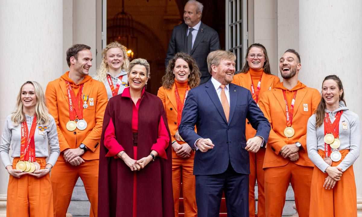 King Willem-Alexander Of The Netherlands And Queen Maxima Welcome Olympic Medal Winners At Palace Noordeinde