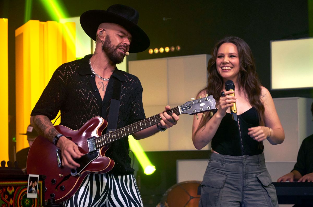 Joy Huerta with her brother Jesse perform in Mexico City