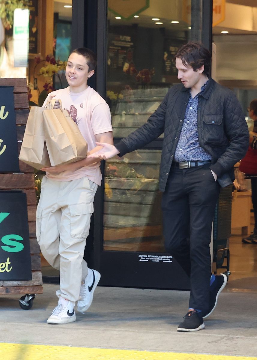 Knox Jolie Pitt and a friend in Los Angeles