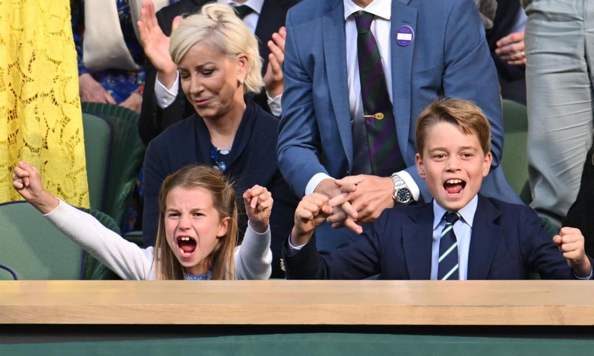 Princess Charlotte and Prince George cheered during the Wimbledon 2023 men's final.