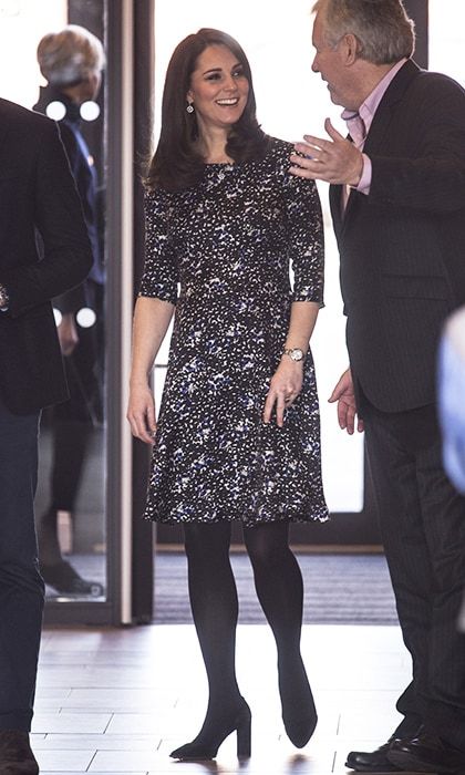 That same month the Duchess wore a black and violet floral Seraphine dress with mid-length sleeves while visiting Sunderland, North East England, with Prince William.
Photo: WENN