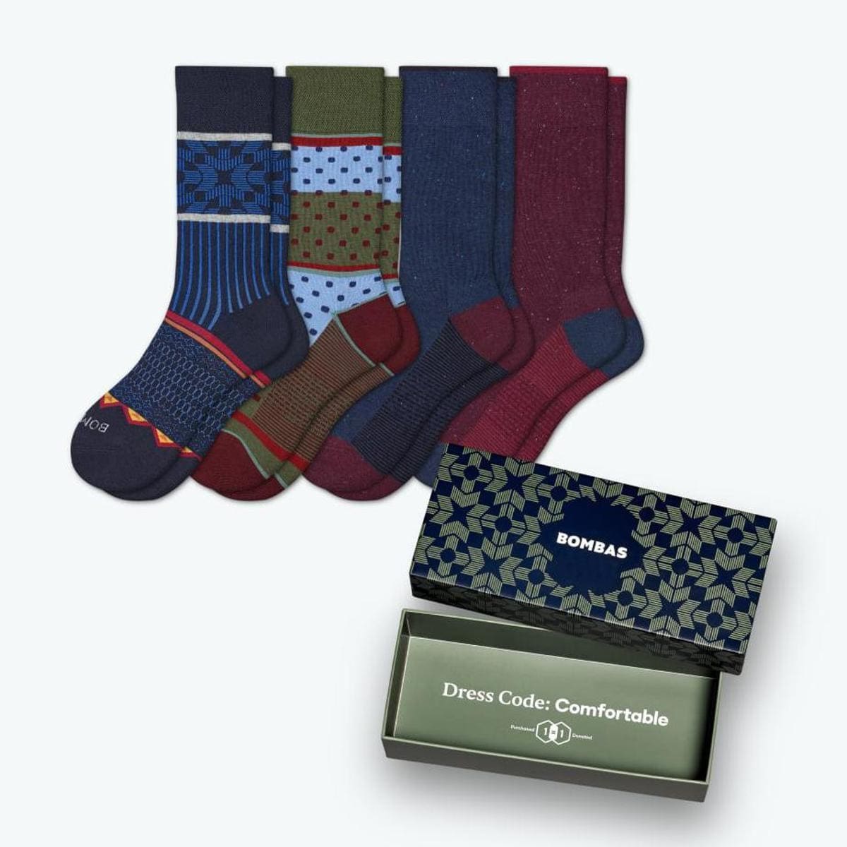 Bombas Men's Dress Calf Sock 4-Pack Gift Box