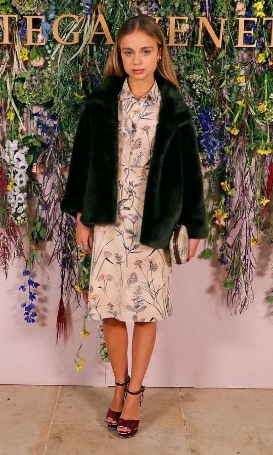 One of today's most fashionable royals, Lady Amelia Windsor demonstrated how to do fall layers in style. The British beauty wore a peach floral print dress with a furry dark green coat to the Bottega Veneta 'Hand of the Artisan' cocktail dinner at Chiswick House and Gardens in London on November 9.
Photo: David M. Benett/Dave Benett/Getty Images for Bottega Veneta