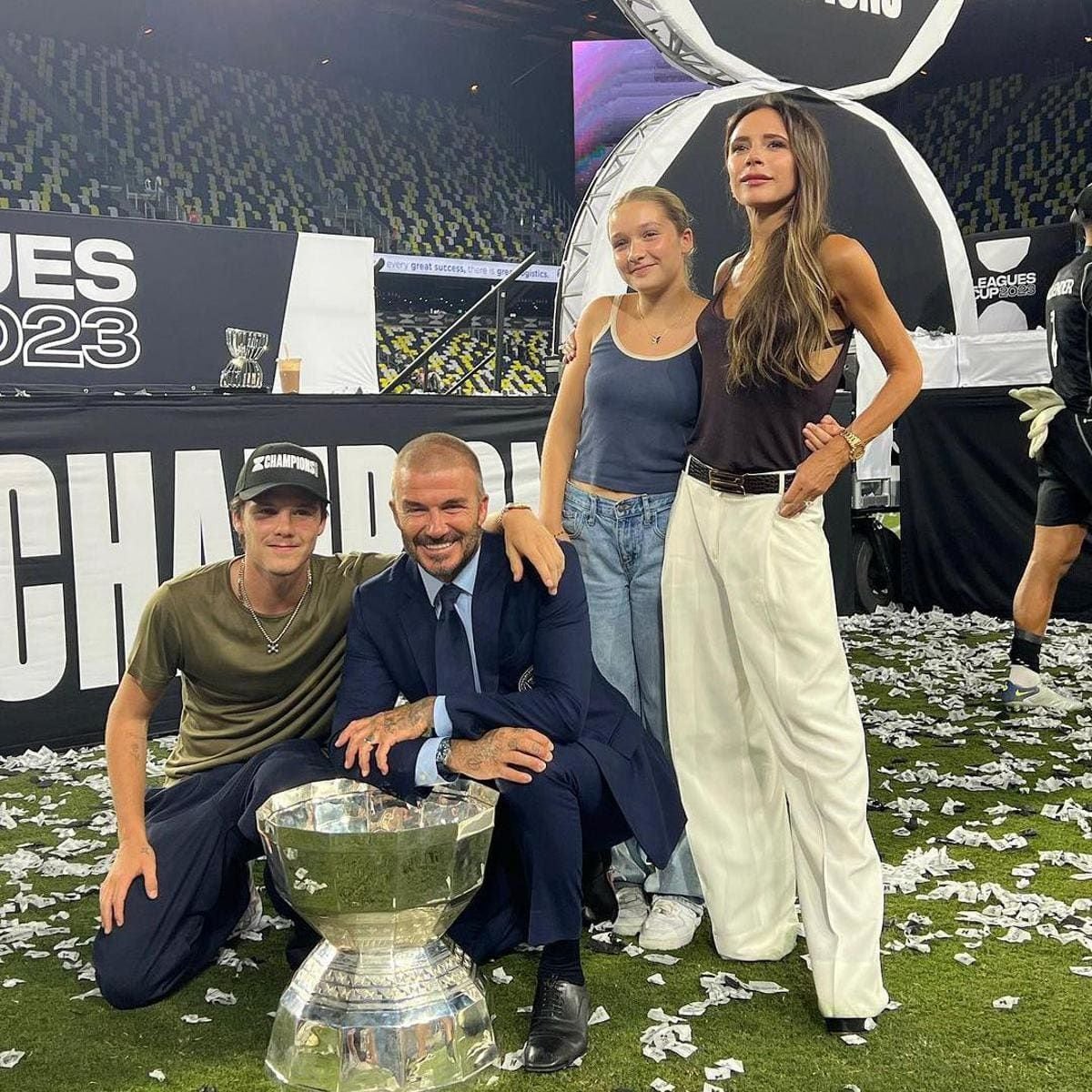 David Beckham celebrates winning title with his family, Reese Witherspoon and Nicole Kidman