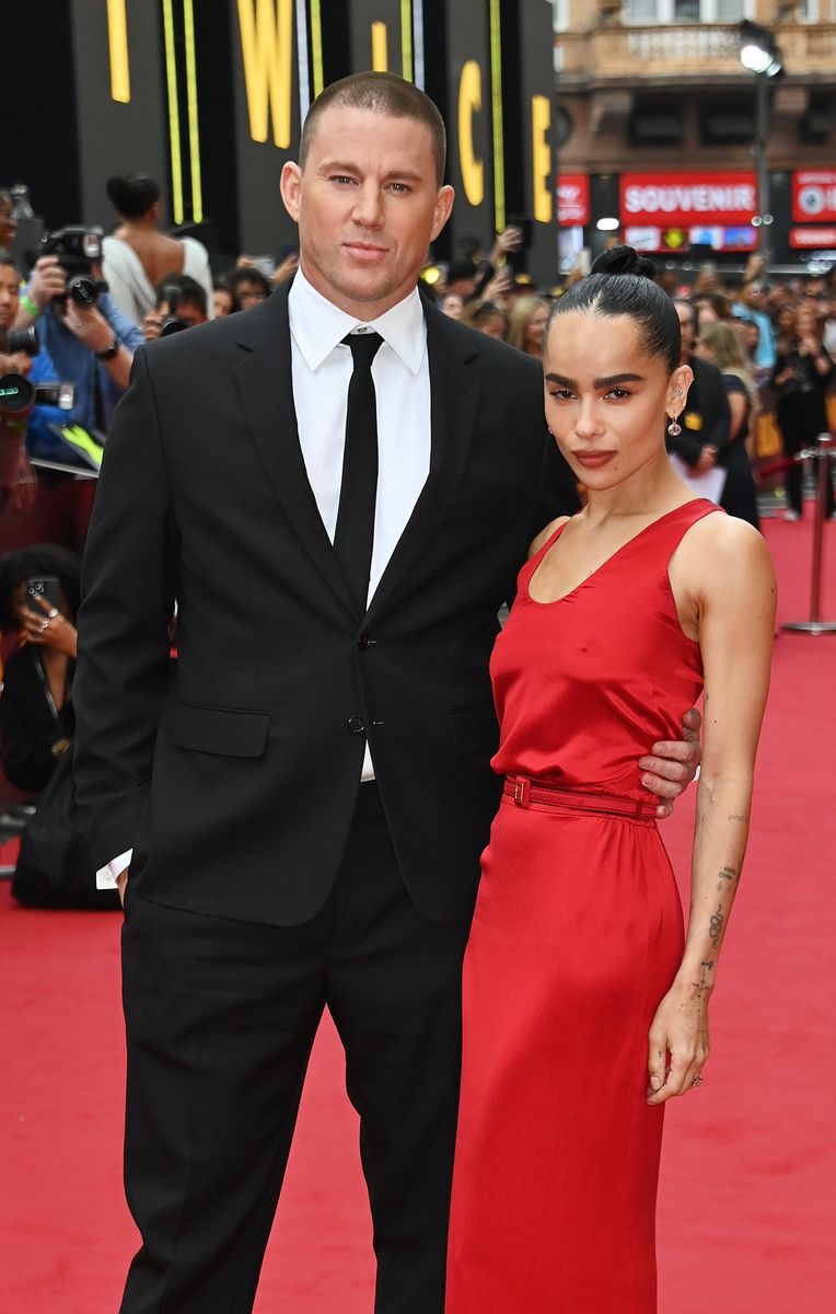 Channing Tatum and Zoe Kravitz attend the European Premiere of "Blink Twice" at Odeon Luxe Leicester Square on August 19, 2024 in London, England. (Photo by Dave Benett/WireImage)