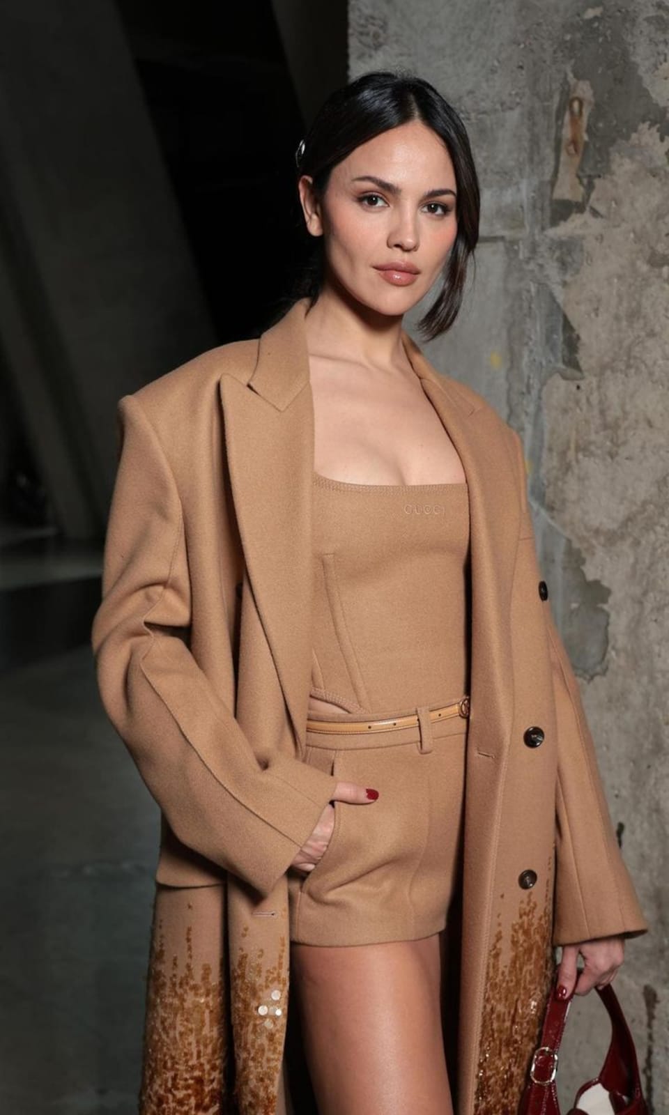 Eiza Gonzalez stuns in beige at Gucci Cruise 2025