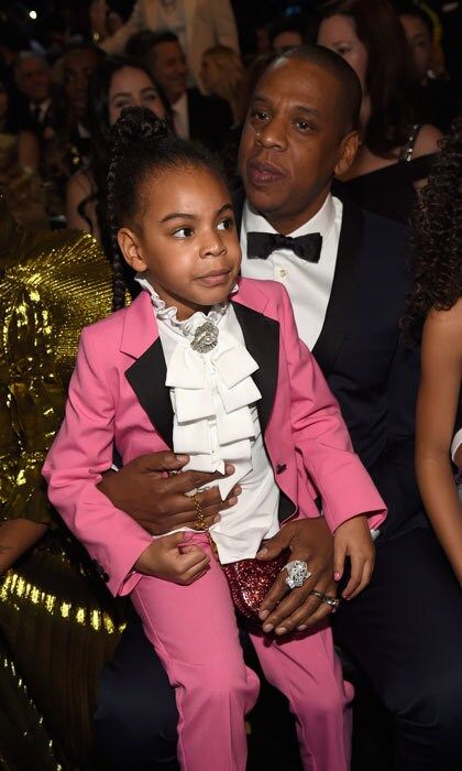 Blue Ivy looked sharp sitting on her dad Jay Z's lap in the front row of the 2017 Grammy Awards.
Photo: Kevin Mazur/WireImage