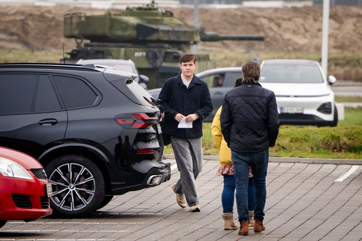 Crown Prince Christian of Denmark arrives to start his military duty at Guard Hussar Regiment (Danish: Gardehusarregimentet) at the Antvorskov barracks in Slagelse, Denmark, on February 3, 2025. (Photo by Mads Claus Rasmussen / Ritzau Scanpix / AFP) / Denmark OUT (Photo by MADS CLAUS RASMUSSEN/Ritzau Scanpix/AFP via Getty Images)          